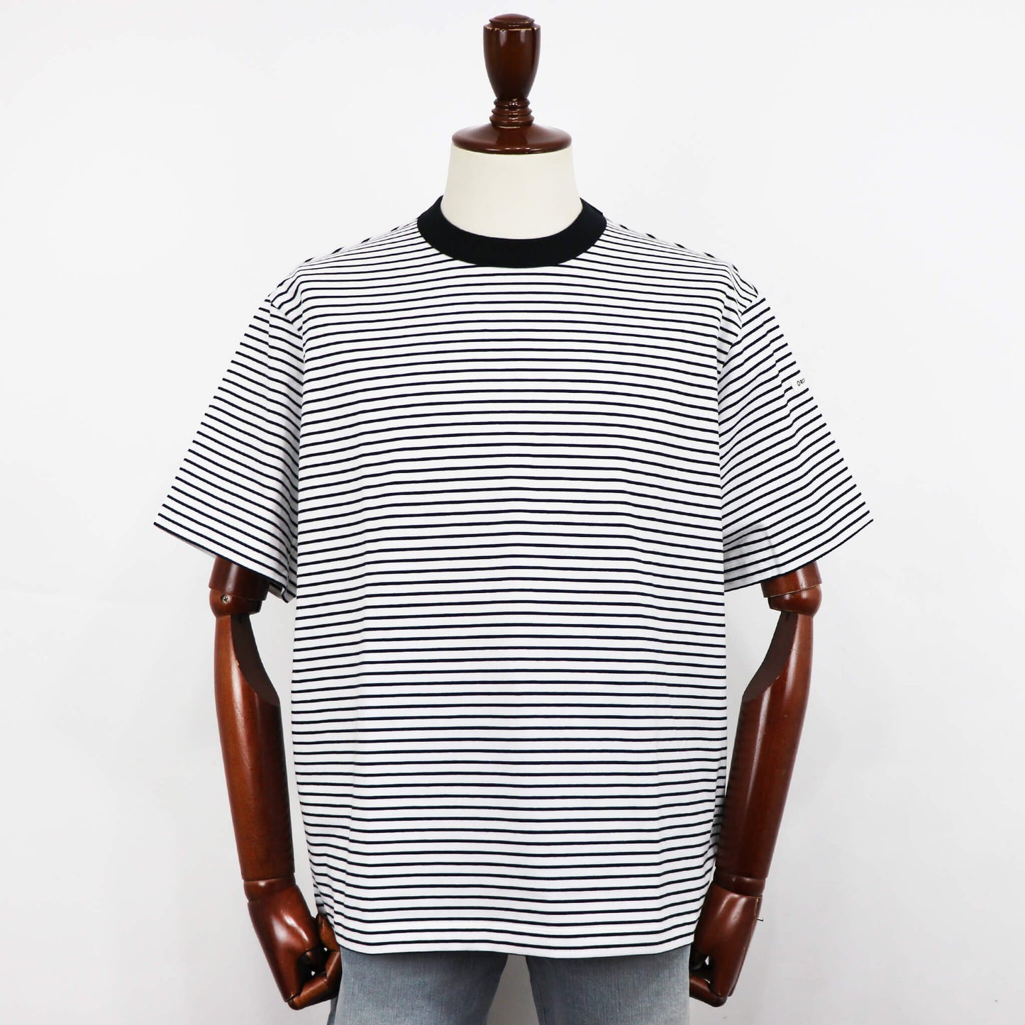 ORCIVAL（オーシバル）コットン ストレッチ クルーネック 半袖Tシャツ【ホワイト×ブラック】国内正規品