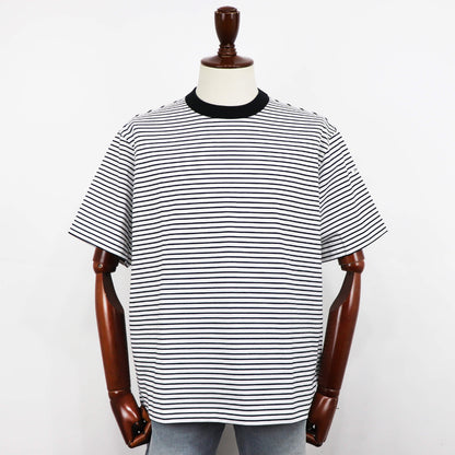ORCIVAL（オーシバル）コットン ストレッチ クルーネック 半袖Tシャツ【ホワイト×ブラック】国内正規品
