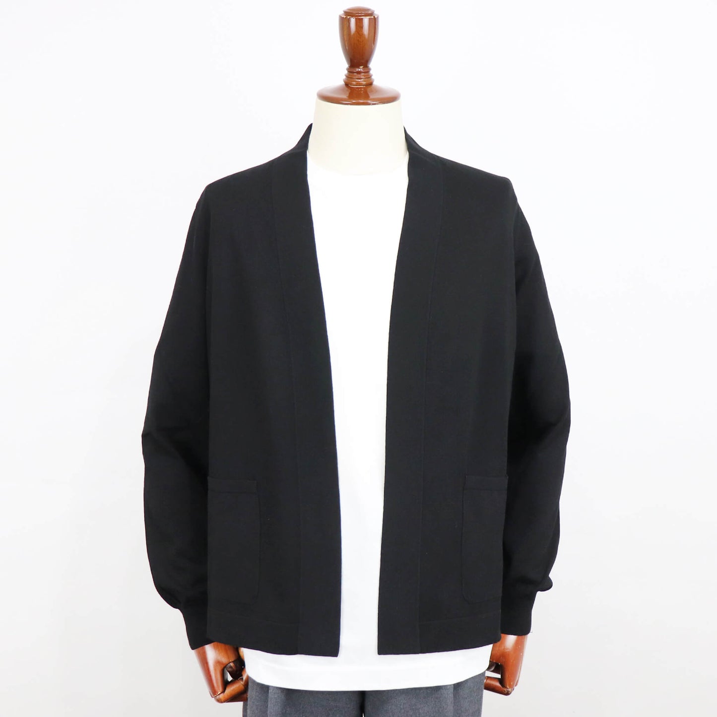 GRAN SASSO（グランサッソ）ボタンレスカーディガン コットン【ブラック】国内正規品