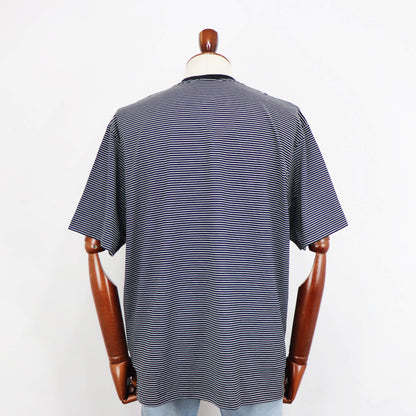 handvaerk（ハンドバーク）クルーネック ポケット付き ボーダーTシャツ【ブラック×ホワイト】国内正規品