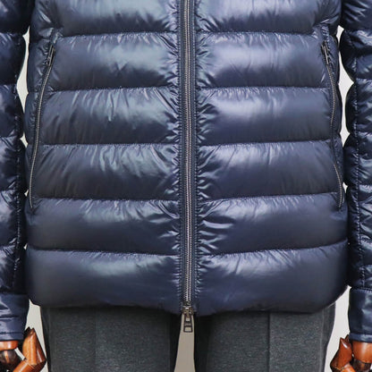HERNO（ヘルノ）Resort ライダース ナイロン ウルトラライト ダウンブルゾン【ネイビー】国内正規品