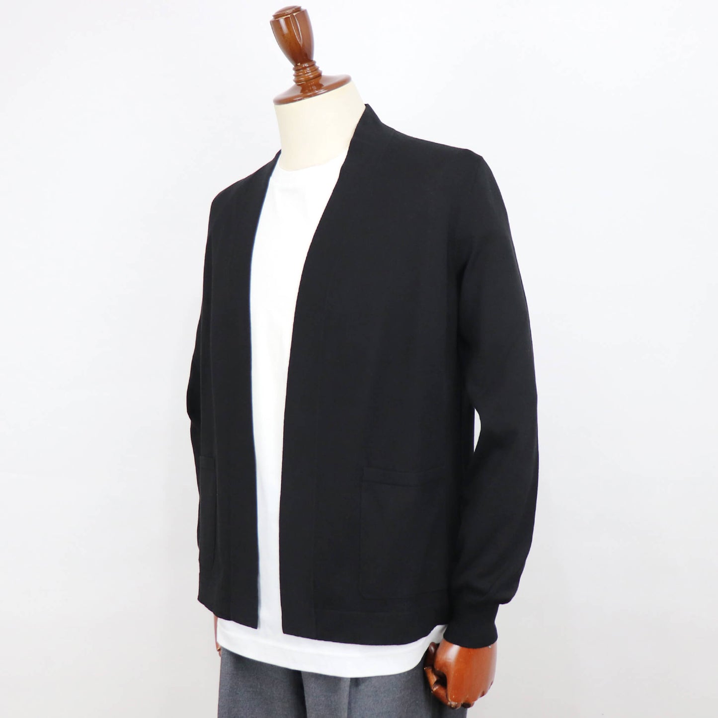 GRAN SASSO（グランサッソ）ボタンレスカーディガン コットン【ブラック】国内正規品