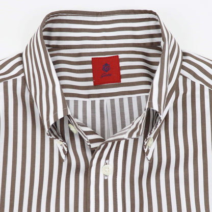 Giotto（ジオット）ストライプ ボタンダウン シャツ【ブラウン】国内正規品