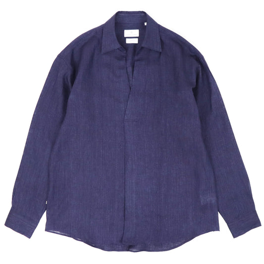 COLONY CLOTHING（コロニークロージング）ALBINI LINEN POOL SIDE SHIRT アルビニ リネン プールサイド シャツ【ネイビー】国内正規品