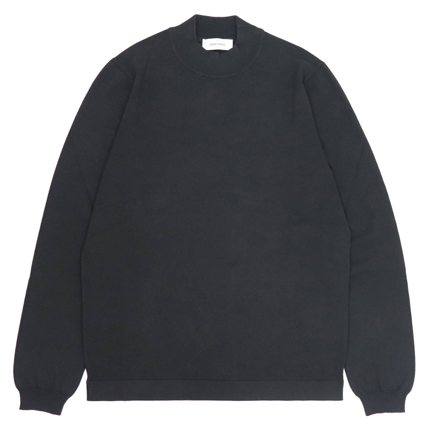 GRAN SASSO（グランサッソ）12ゲージ コットンモックネックニット ロングスリーブ 長袖【ブラック】国内正規品