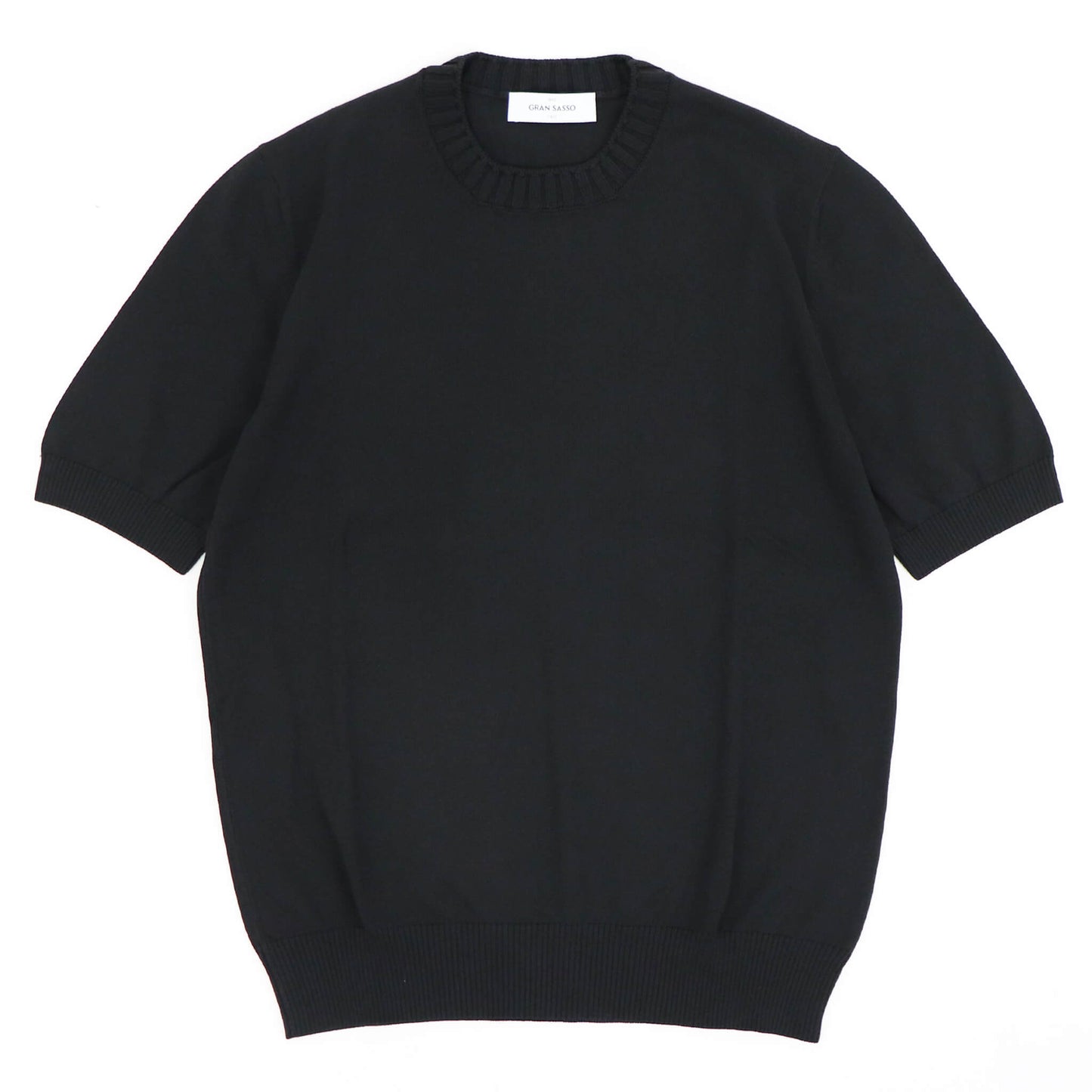 GRAN SASSO（グランサッソ）リブニットTシャツ コットン【ブラック】国内正規品