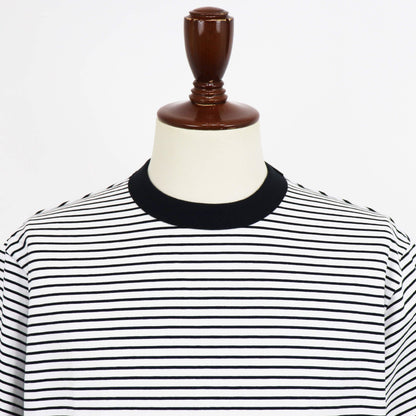 ORCIVAL（オーシバル）コットン ストレッチ クルーネック 半袖Tシャツ【ホワイト×ブラック】国内正規品