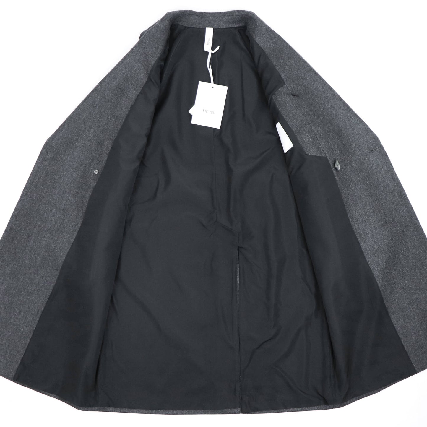hevo（イーヴォ）BRINDISI ブリンディジ ダブルブレスト ベルテッド ウール コート【チャコールグレー】国内正規品