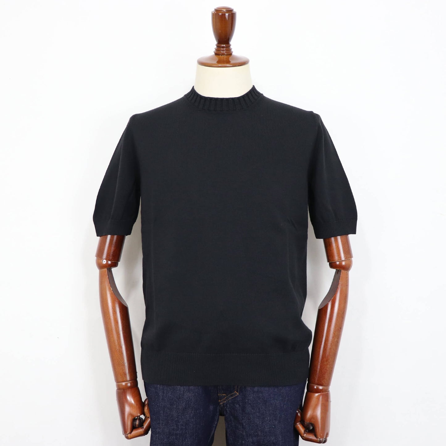 GRAN SASSO（グランサッソ）リブニットTシャツ コットン【ブラック】国内正規品