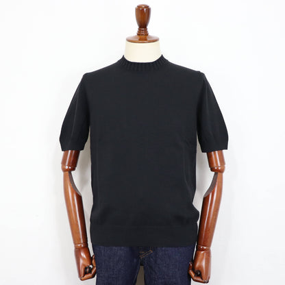 GRAN SASSO（グランサッソ）リブニットTシャツ コットン【ブラック】国内正規品