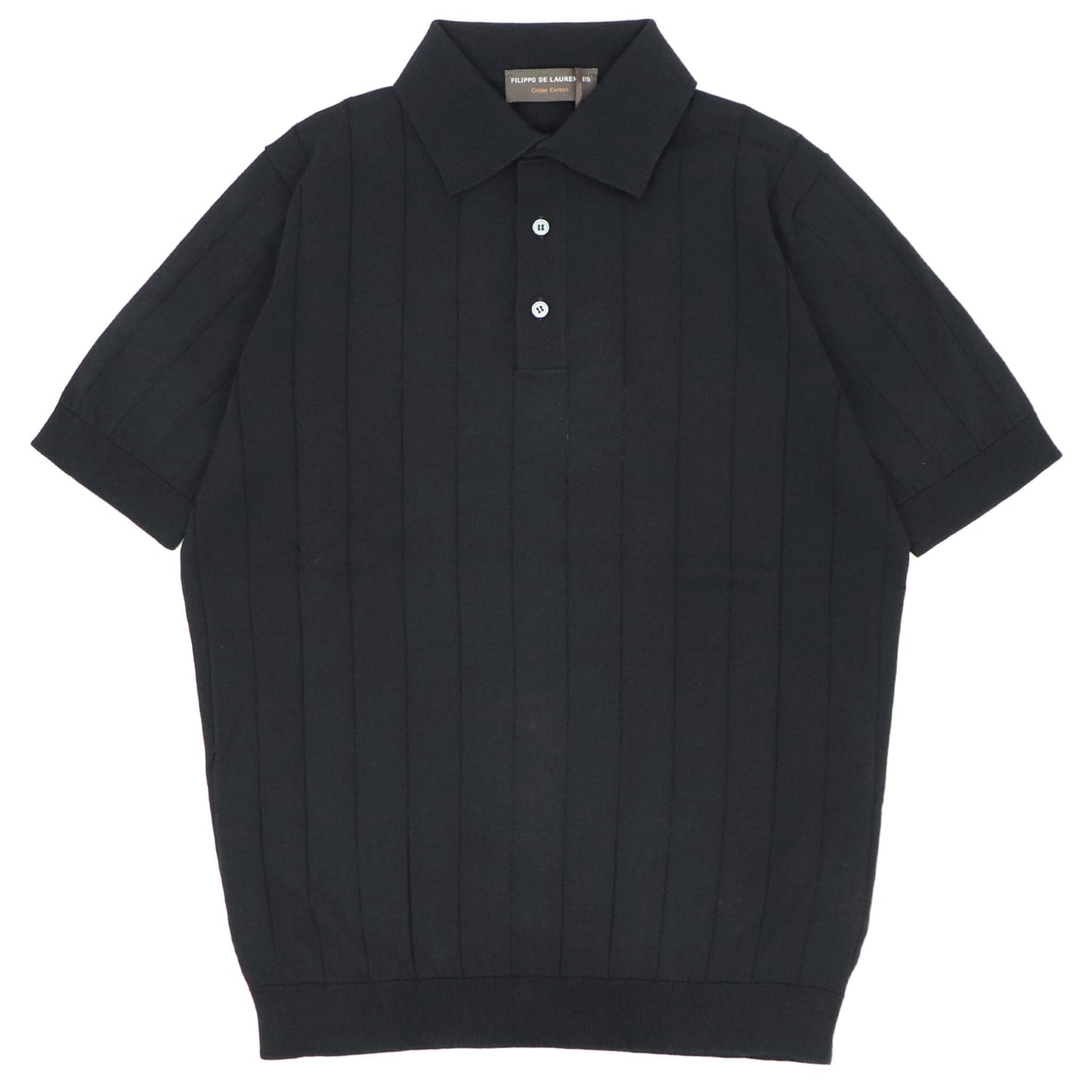 FILIPPO DE LAURENTIIS（フィリッポ デ ローレンティス）クレープコットン リブニット ポロシャツ【ブラック】国内正規品