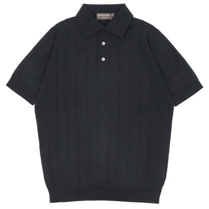 FILIPPO DE LAURENTIIS（フィリッポ デ ローレンティス）クレープコットン リブニット ポロシャツ【ブラック】国内正規品