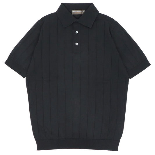 FILIPPO DE LAURENTIIS（フィリッポ デ ローレンティス）クレープコットン リブニット ポロシャツ【ブラック】国内正規品
