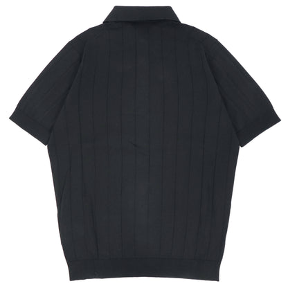 FILIPPO DE LAURENTIIS（フィリッポ デ ローレンティス）クレープコットン リブニット ポロシャツ【ブラック】国内正規品