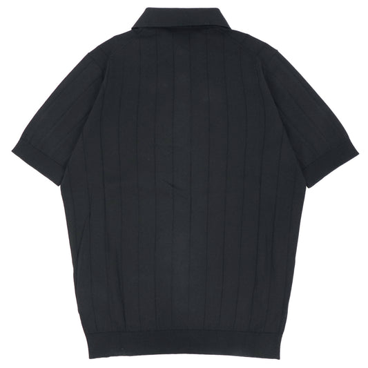 FILIPPO DE LAURENTIIS（フィリッポ デ ローレンティス）クレープコットン リブニット ポロシャツ【ブラック】国内正規品