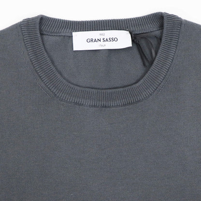 GRAN SASSO（グランサッソ）12ゲージ コットンクルーネックニット ロングスリーブ 長袖【スチールグレー】国内正規品