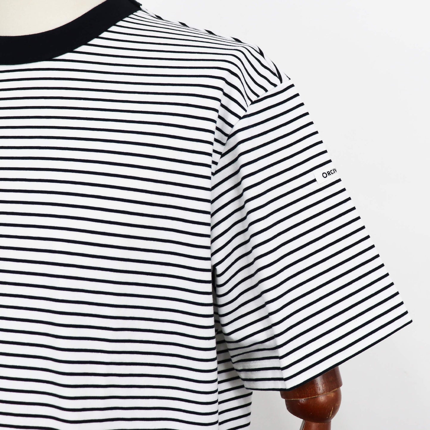 ORCIVAL（オーシバル）コットン ストレッチ クルーネック 半袖Tシャツ【ホワイト×ブラック】国内正規品