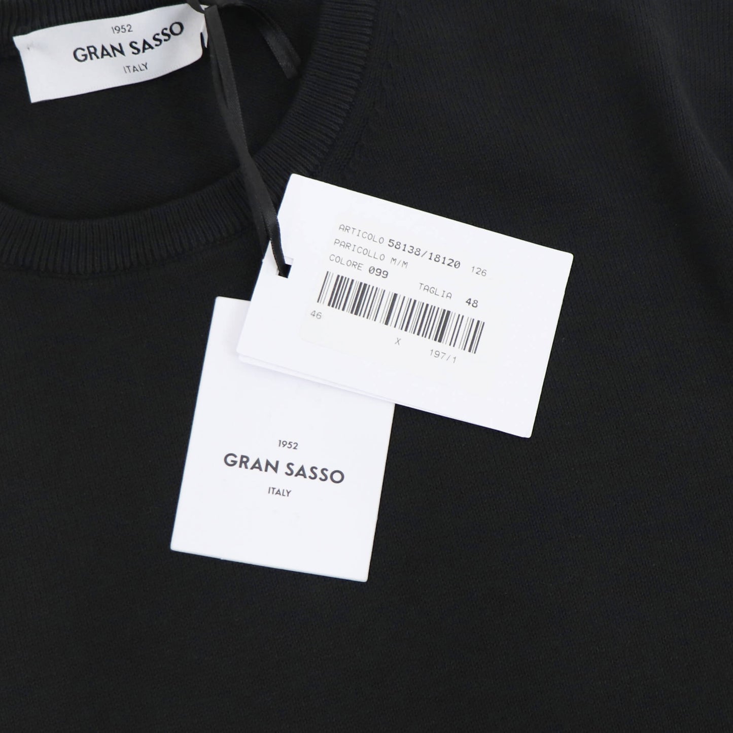 GRAN SASSO（グランサッソ）ソフトコットンニット 12ゲージ【ブラック】国内正規品
