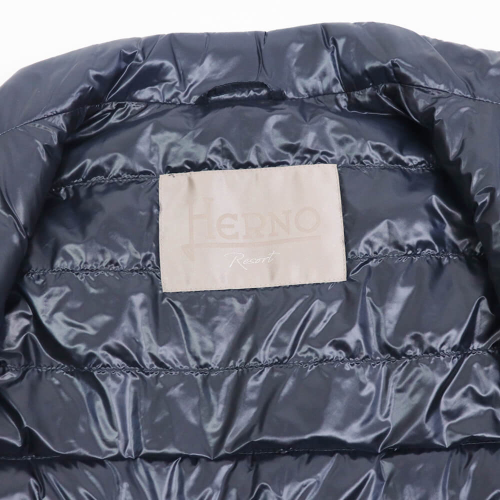HERNO（ヘルノ）Resort ライダース ナイロン ウルトラライト ダウンブルゾン【ネイビー】国内正規品