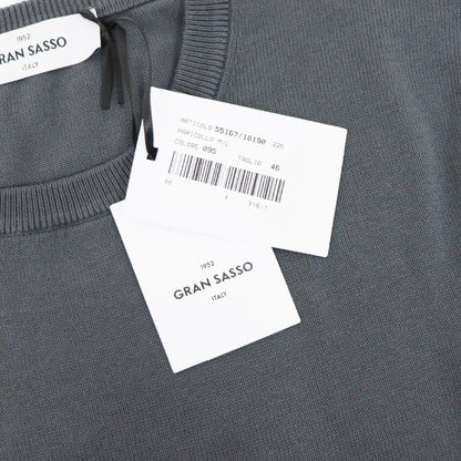 GRAN SASSO（グランサッソ）12ゲージ コットンクルーネックニット ロングスリーブ 長袖【スチールグレー】国内正規品