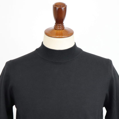 GRAN SASSO（グランサッソ）12ゲージ コットンモックネックニット ロングスリーブ 長袖【ブラック】国内正規品