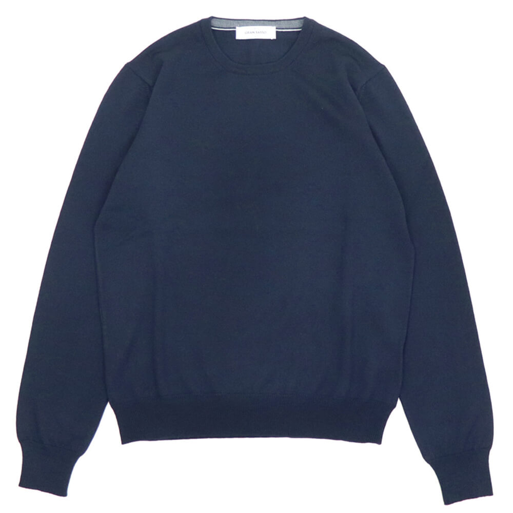 GRAN SASSO（グランサッソ）12ゲージ クルーネックニット【ネイビー】国内正規品
