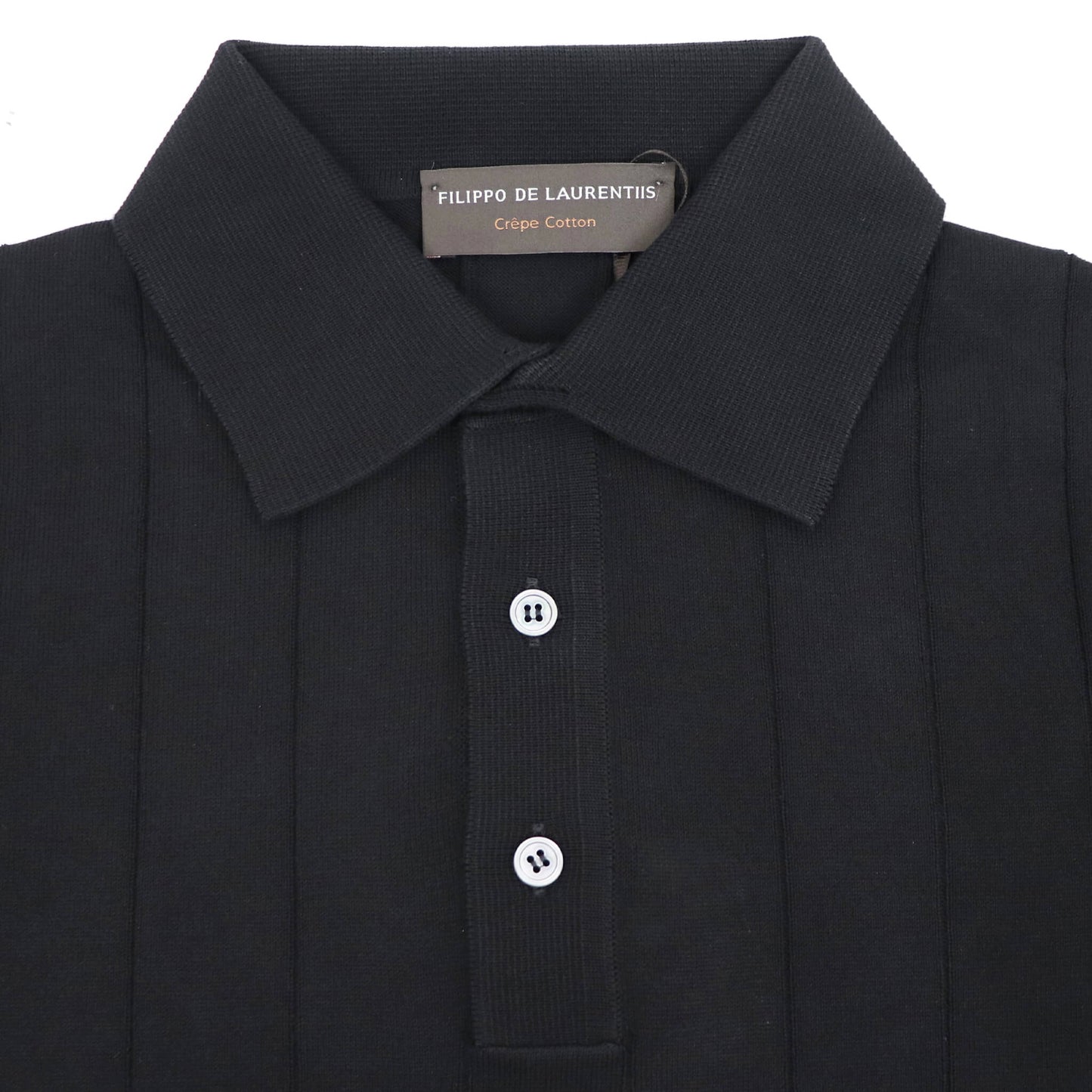 FILIPPO DE LAURENTIIS（フィリッポ デ ローレンティス）クレープコットン リブニット ポロシャツ【ブラック】国内正規品