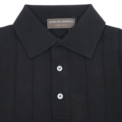 FILIPPO DE LAURENTIIS（フィリッポ デ ローレンティス）クレープコットン リブニット ポロシャツ【ブラック】国内正規品