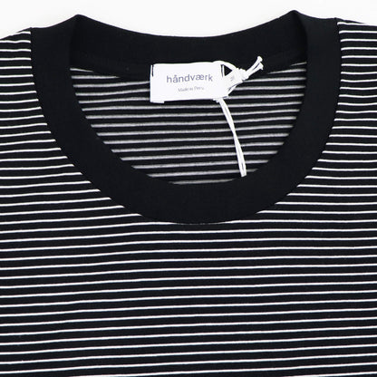 handvaerk（ハンドバーク）クルーネック ポケット付き ボーダーTシャツ【ブラック×ホワイト】国内正規品