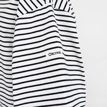 ORCIVAL（オーシバル）コットン ストレッチ クルーネック 半袖Tシャツ【ホワイト×ブラック】国内正規品
