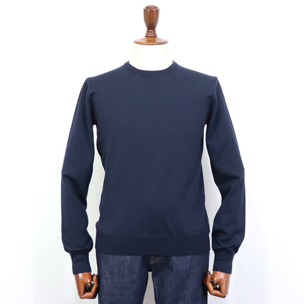 GRAN SASSO（グランサッソ）12ゲージ クルーネックニット【ネイビー】国内正規品