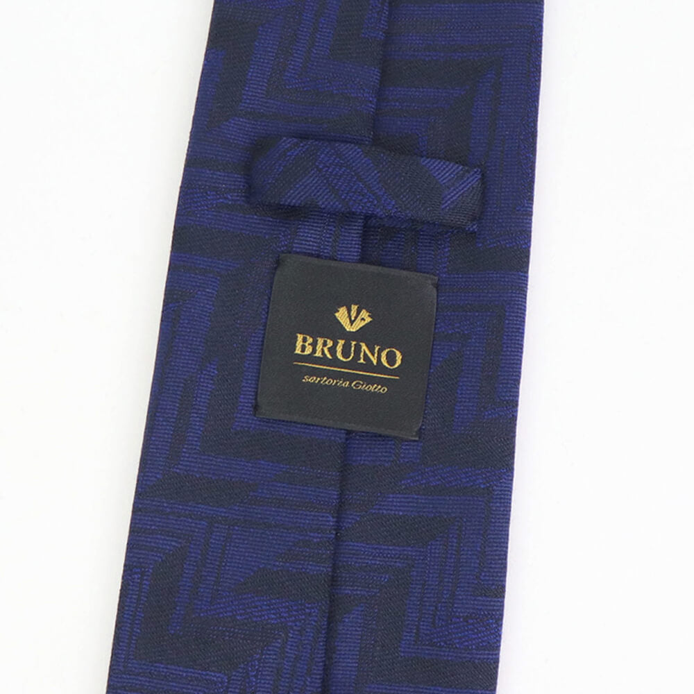 BRUNO（ブルーノ）スフォデラートトレピエゲ ウールタイ ZIGNONE ジニョーネ 生地使用 トレピエゲ 三つ折り ウール ネクタイ【ブルー×ブラック】正規販売店