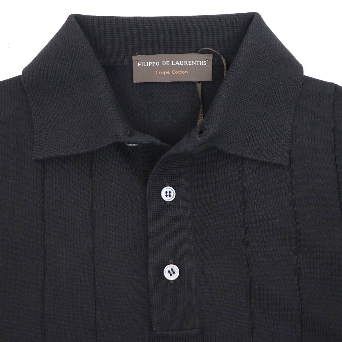 FILIPPO DE LAURENTIIS（フィリッポ デ ローレンティス）クレープコットン リブニット ポロシャツ【ブラック】国内正規品