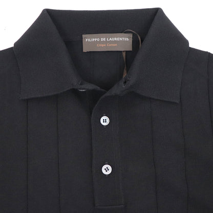 FILIPPO DE LAURENTIIS（フィリッポ デ ローレンティス）クレープコットン リブニット ポロシャツ【ブラック】国内正規品