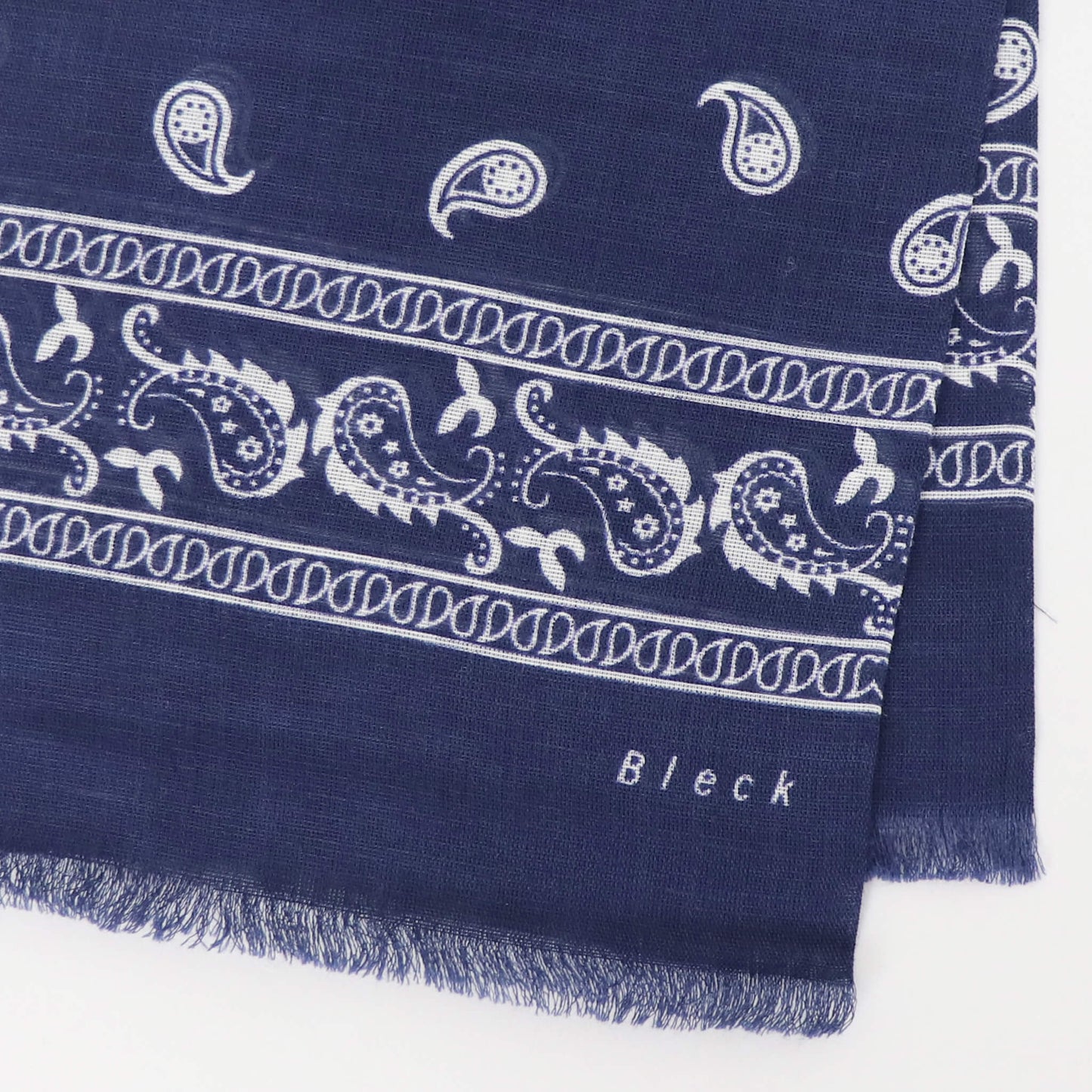 Bleck（ブレック）ペイズリー柄 コットンリネンシルクストール【ネイビー】国内正規品