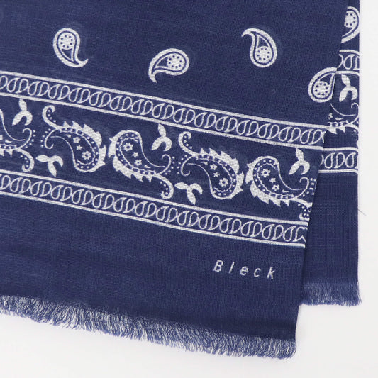 Bleck（ブレック）ペイズリー柄 コットンリネンシルクストール【ネイビー】国内正規品