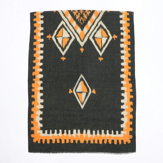 GIERRE MILANO（ジエレ ミラノ）ウールストール【チャコールグレー×オレンジ】国内正規品