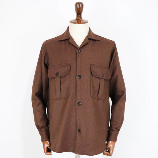 Errico Formicola（エリコ フォルミコラ）ヘリンボーン CPOシャツ GERARDO【ブラウン】国内正規品