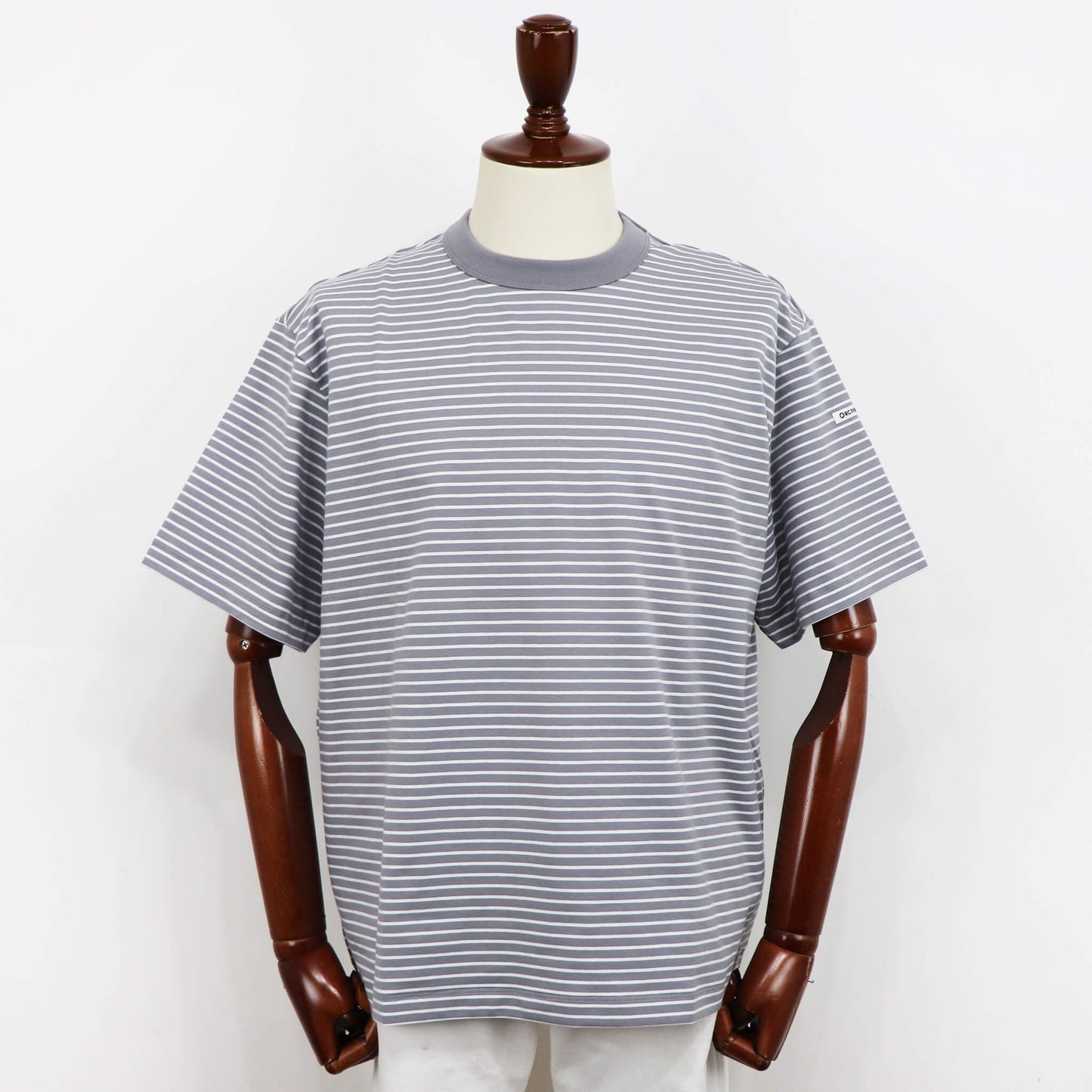 ORCIVAL（オーシバル）コットン ストレッチ クルーネック 半袖Tシャツ【グレー×ホワイト】国内正規品