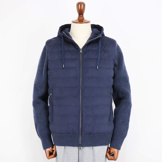 HERNO（ヘルノ）RESORT フェイクスエードニットコンビブルゾン【ネイビー】国内正規品