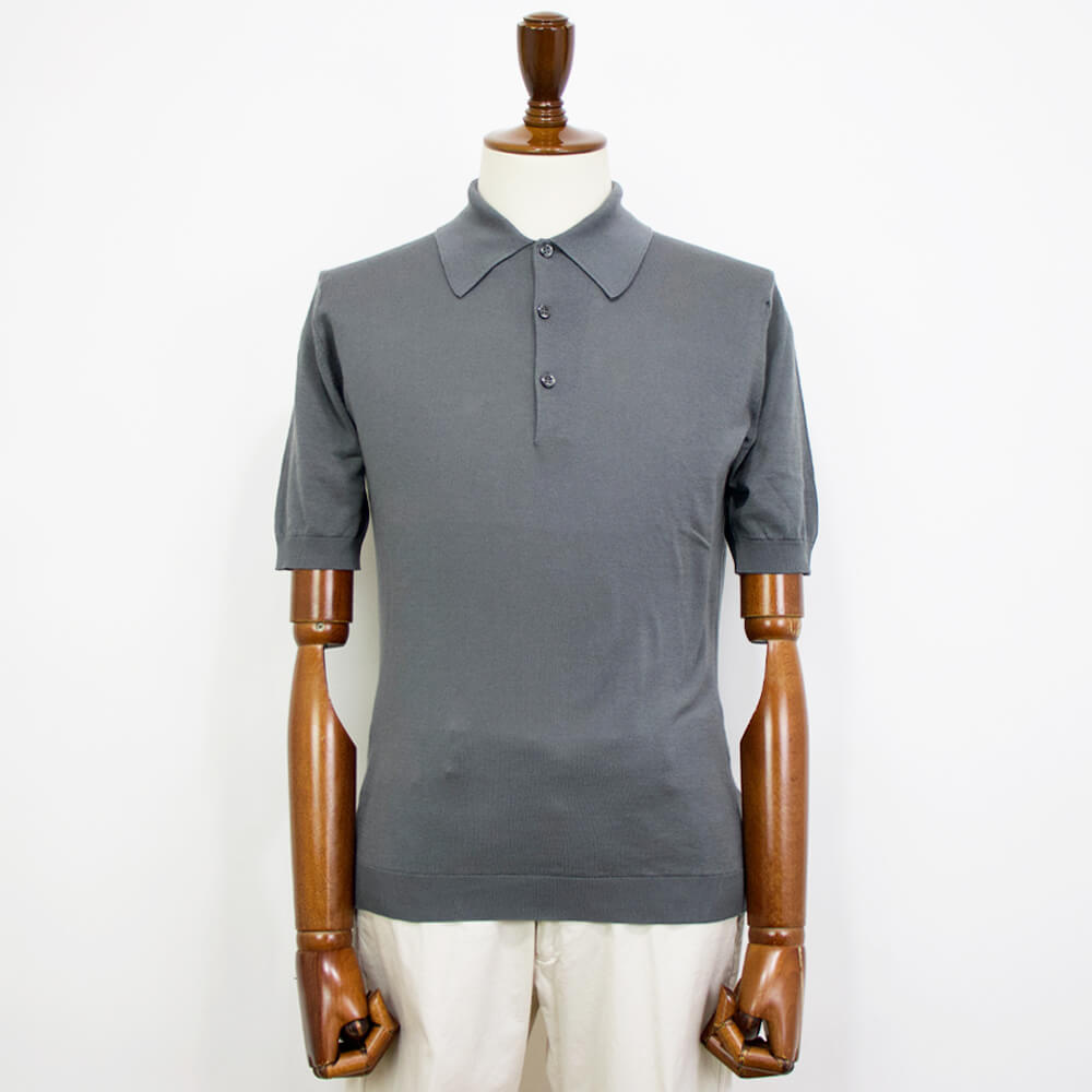 JOHN SMEDLEY（ジョンスメドレー）EASY FIT ISIS SHIRT FC SS シーアイランド コットン 30ゲージ 半袖 ニット ポロシャツ【コブルグレー】国内正規品