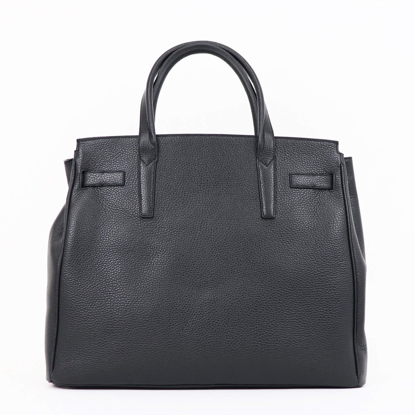 CAVALLERESCO（カヴァレレスコ）シュリンクレザー 被せ付き ボストンバッグ【ブラック×シルバー】国内正規品