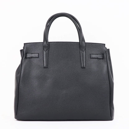 CAVALLERESCO（カヴァレレスコ）シュリンクレザー 被せ付き ボストンバッグ【ブラック×シルバー】国内正規品