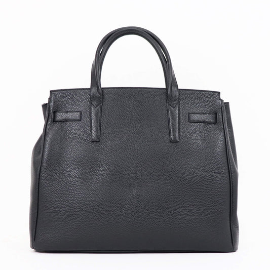 CAVALLERESCO（カヴァレレスコ）シュリンクレザー 被せ付き ボストンバッグ【ブラック×シルバー】国内正規品