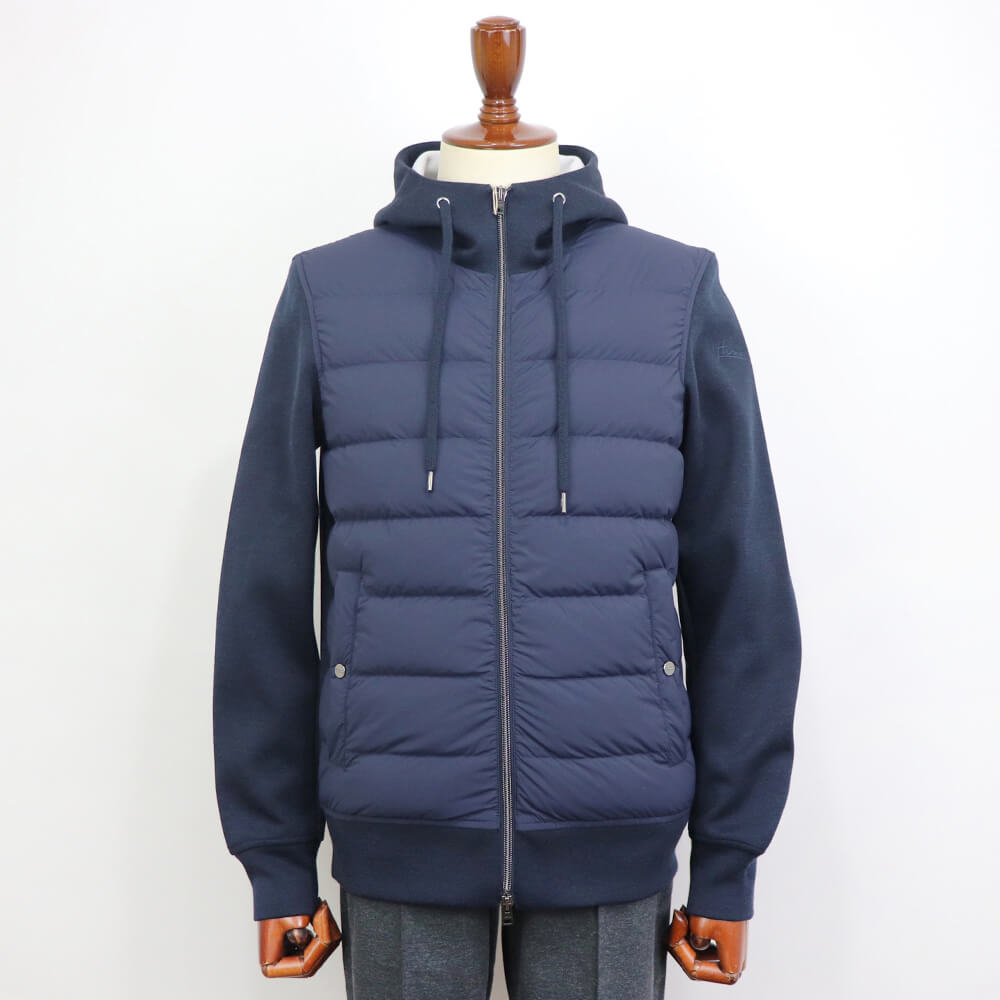 HERNO（ヘルノ）Resort ミラノリブ ナイロン コンビダウンブルゾン【ネイビー】国内正規品