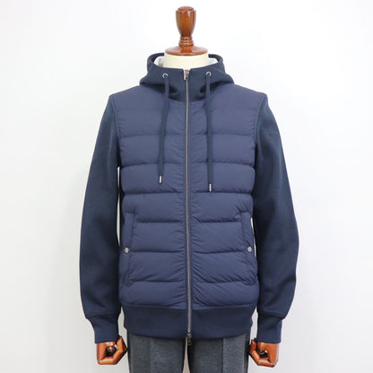 HERNO（ヘルノ）Resort ミラノリブ ナイロン コンビダウンブルゾン【ネイビー】国内正規品