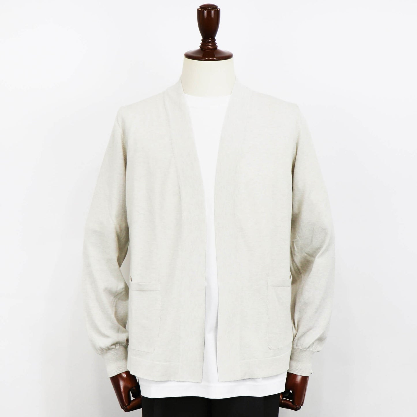 GRAN SASSO（グランサッソ）ボタンレスカーディガン コットン【ライトベージュ】国内正規品