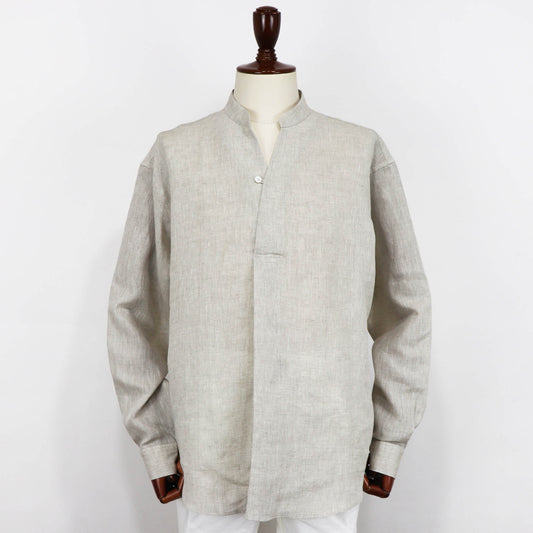 COLONY CLOTHING（コロニークロージング）ALBINI LINEN POOL SIDE SHIRT アルビニ リネン バンドカラー シャツ【ベージュ】国内正規品