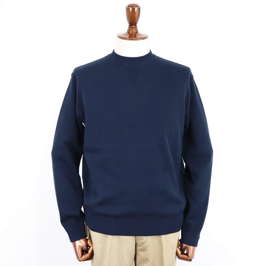 Vandori（ヴァンドリ）コットン100% ガゼット クルーネックロングスリーブ ニット【ネイビー】国内正規品