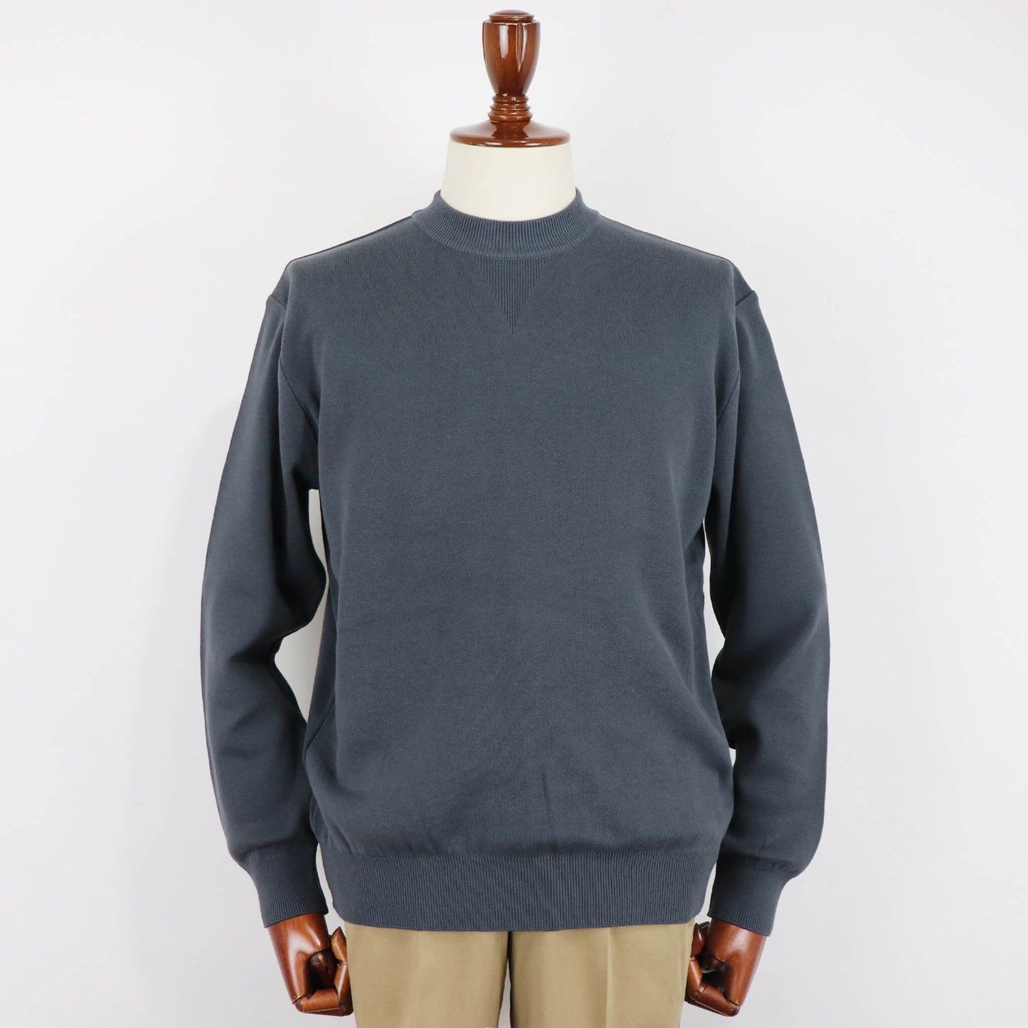 Vandori（ヴァンドリ）コットン100% ガゼット クルーネックロングスリーブ ニット【ミディアムグレー】国内正規品